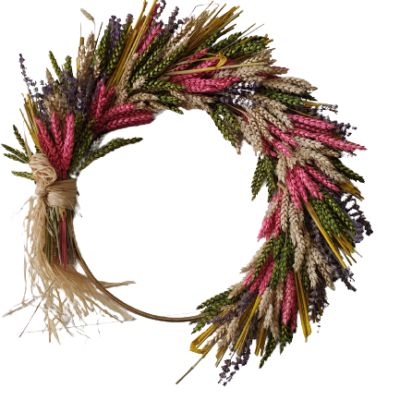 Alternative view of Πρωτομαγιάτικο στεφάνι με πολύχρωμα αληθινά στάχυα